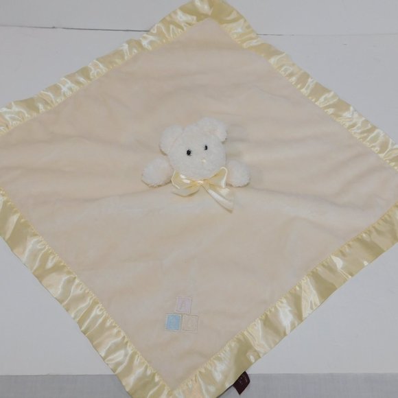 The Bearington Collection Yellow Teddy Bear Rattle Security Blanket Baby Lovey - Picture 5 of 7